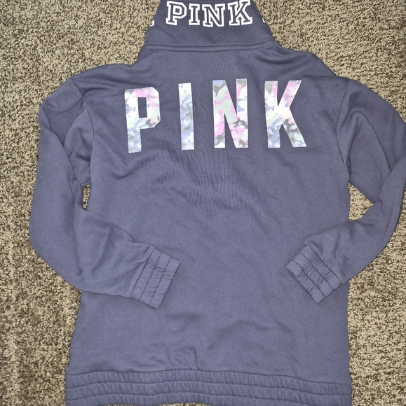 PINK Victoria's Secret Tops - Vs Pink Pink Logo Half Zip Like New M